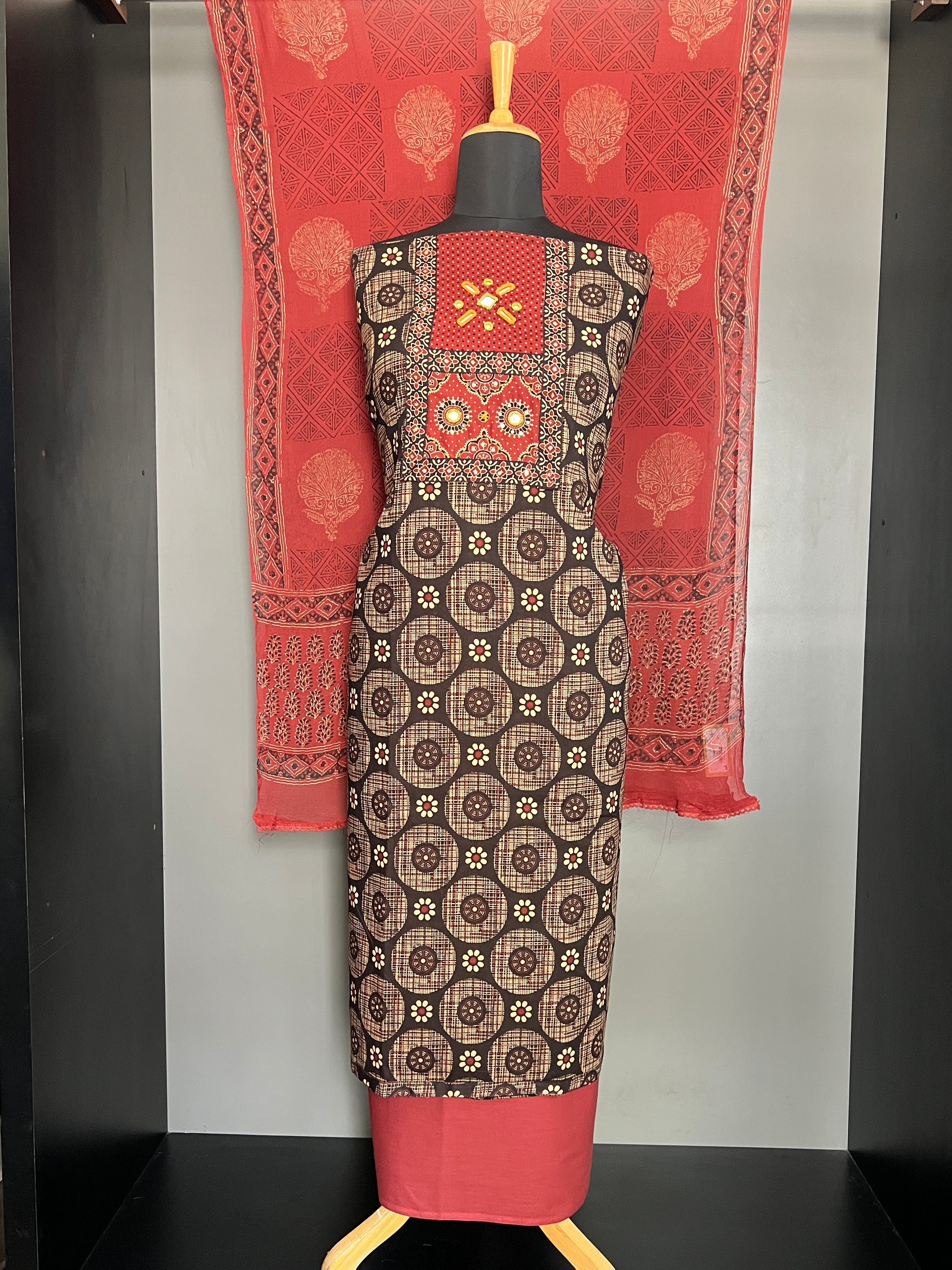Ajrakh Printed Design Cotton Salwar Set | SW2432