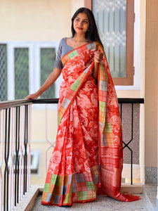 Floral Digital Printed Semi Silk Saree | SK242