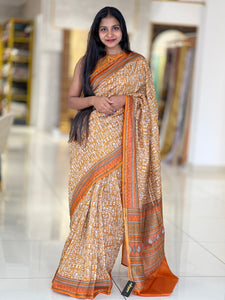 Warli Inspired Screen Printed Chanderi Saree | LP155