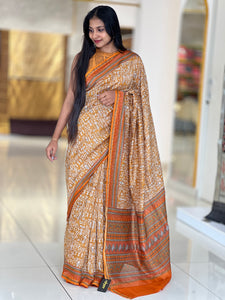 Warli Inspired Screen Printed Chanderi Saree | LP155