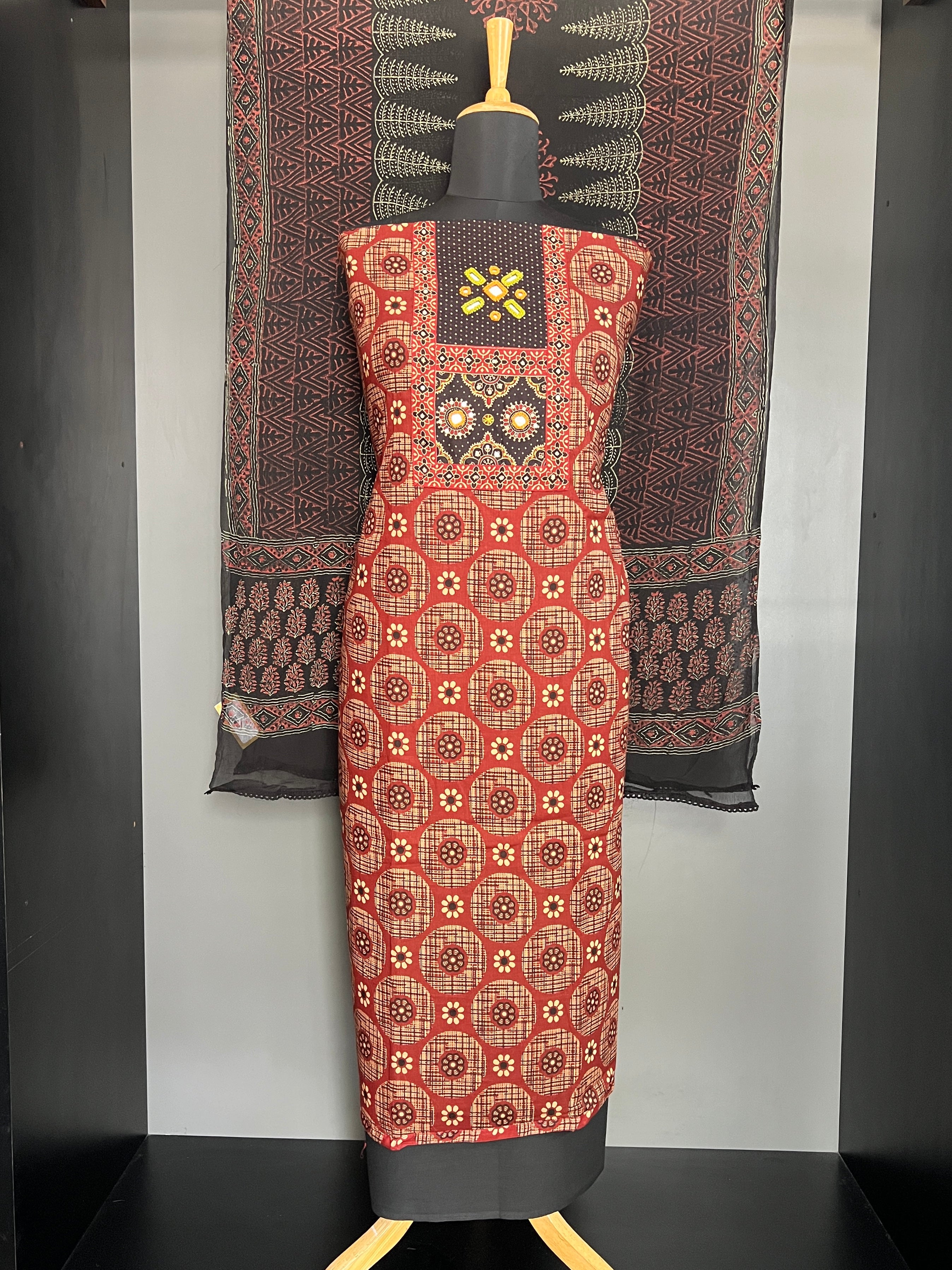 Ajrakh Printed Design Cotton Salwar Set | SW2431