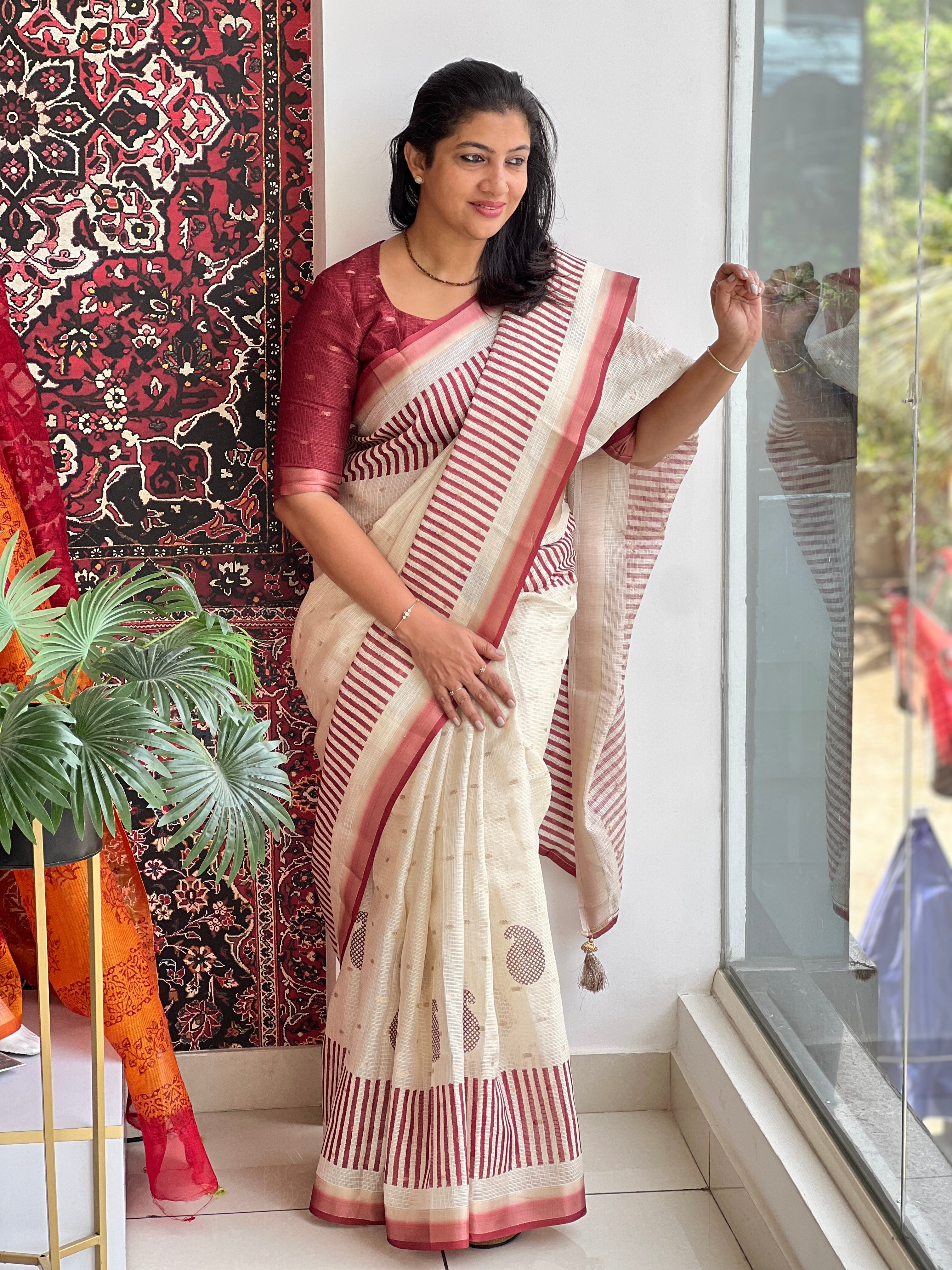 Digital Print Detailed Silky Kota Saree | HT266