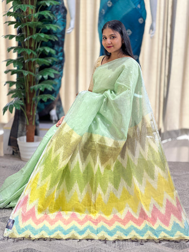 Ikat Inspired Linen Saree | DLS327