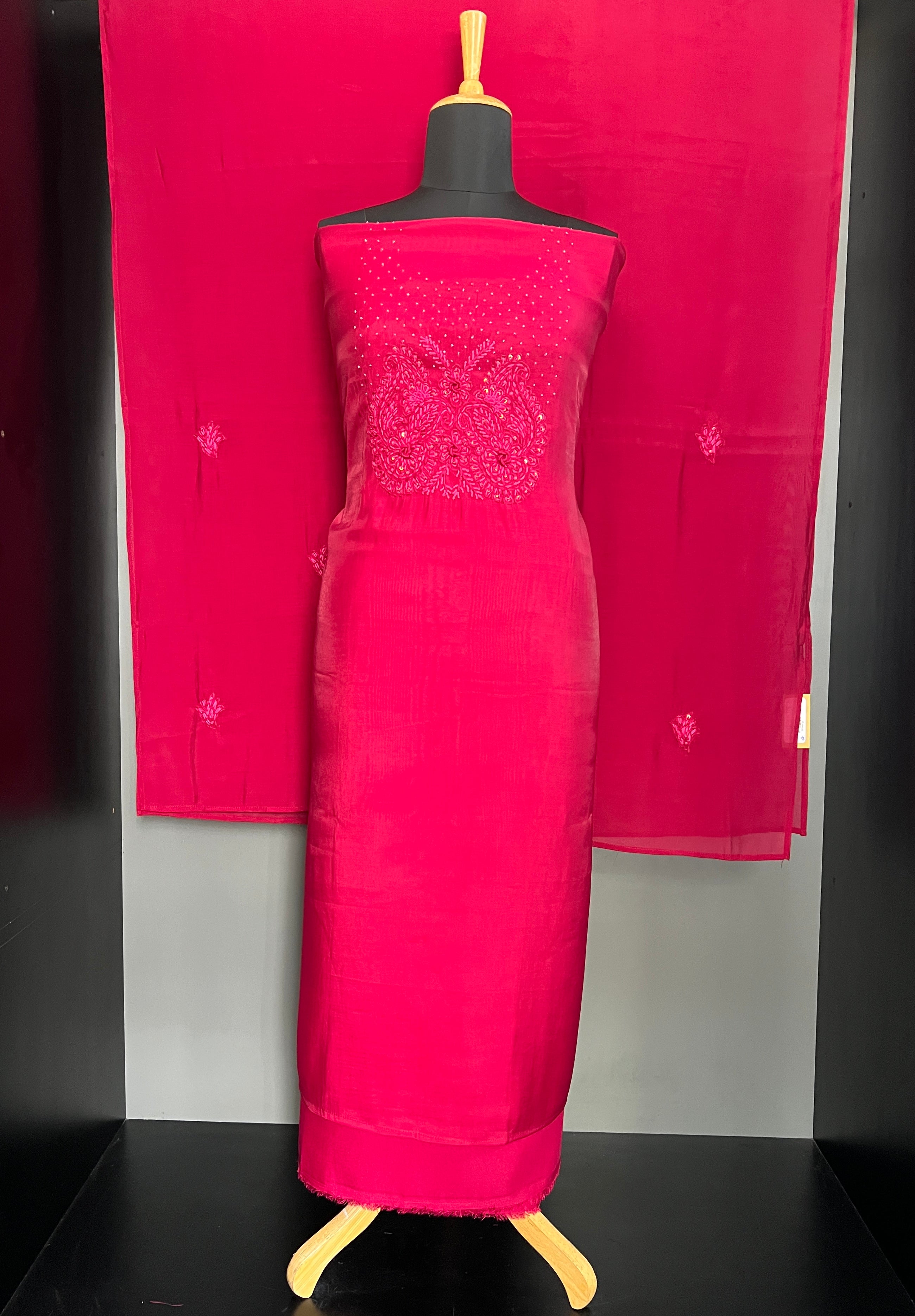 Hand Embroidered Mul Chanderi Salwar Set | SW2450