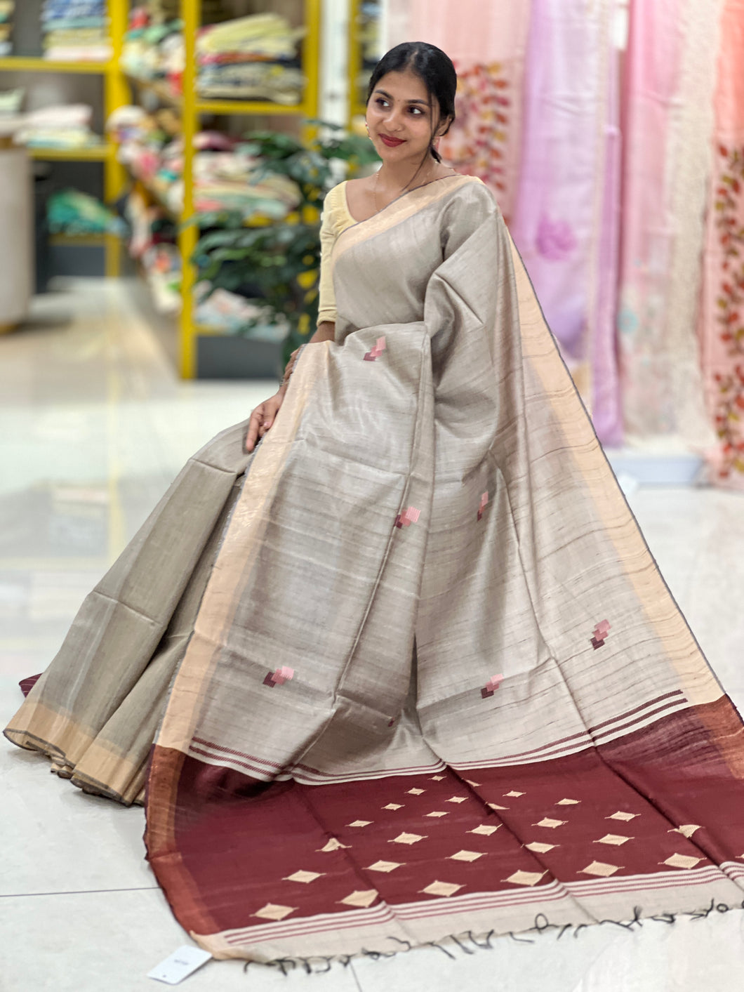 Geometrical Weaving Pure Tussar Saree | SK337