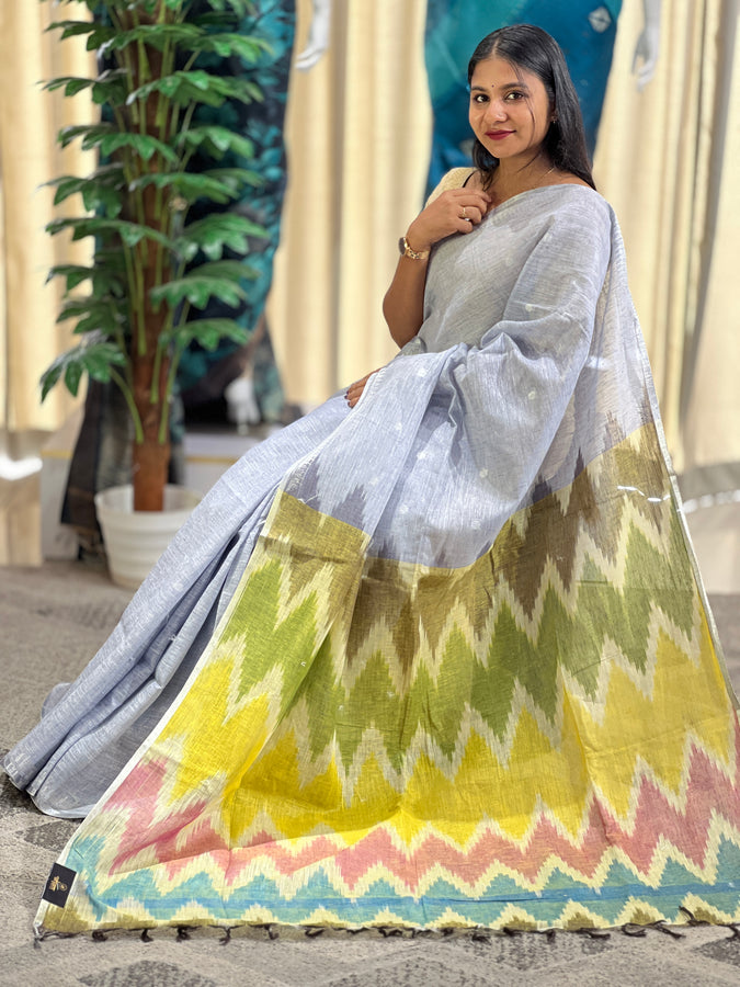 Ikat Inspired Linen Saree | DLS326