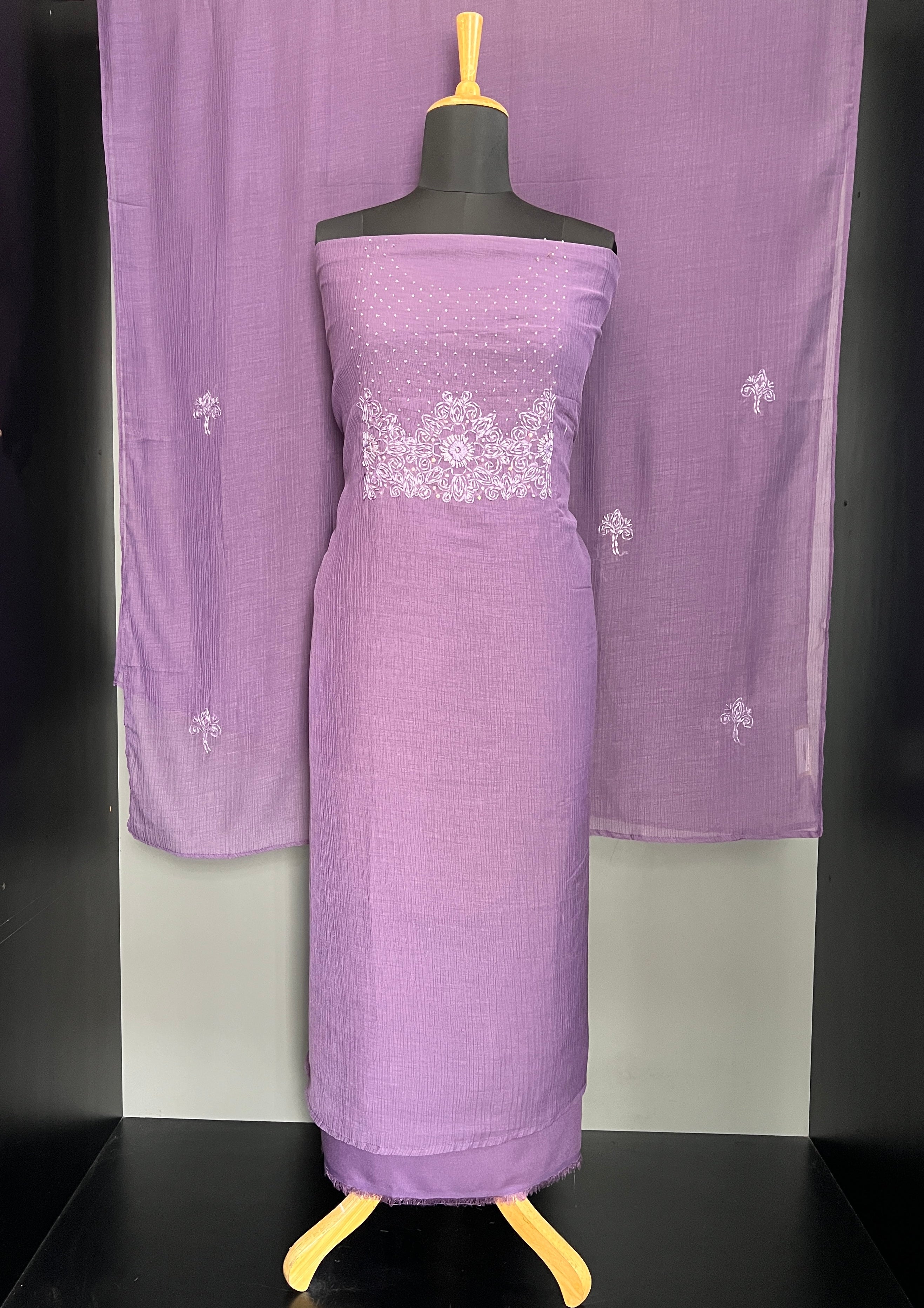 Hand Embroidered Mul Chanderi Salwar Set | SW2474