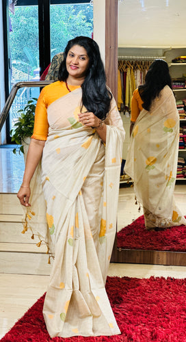 Floral Jamdani Weaving Chanderi Finish Saree |  SSN140