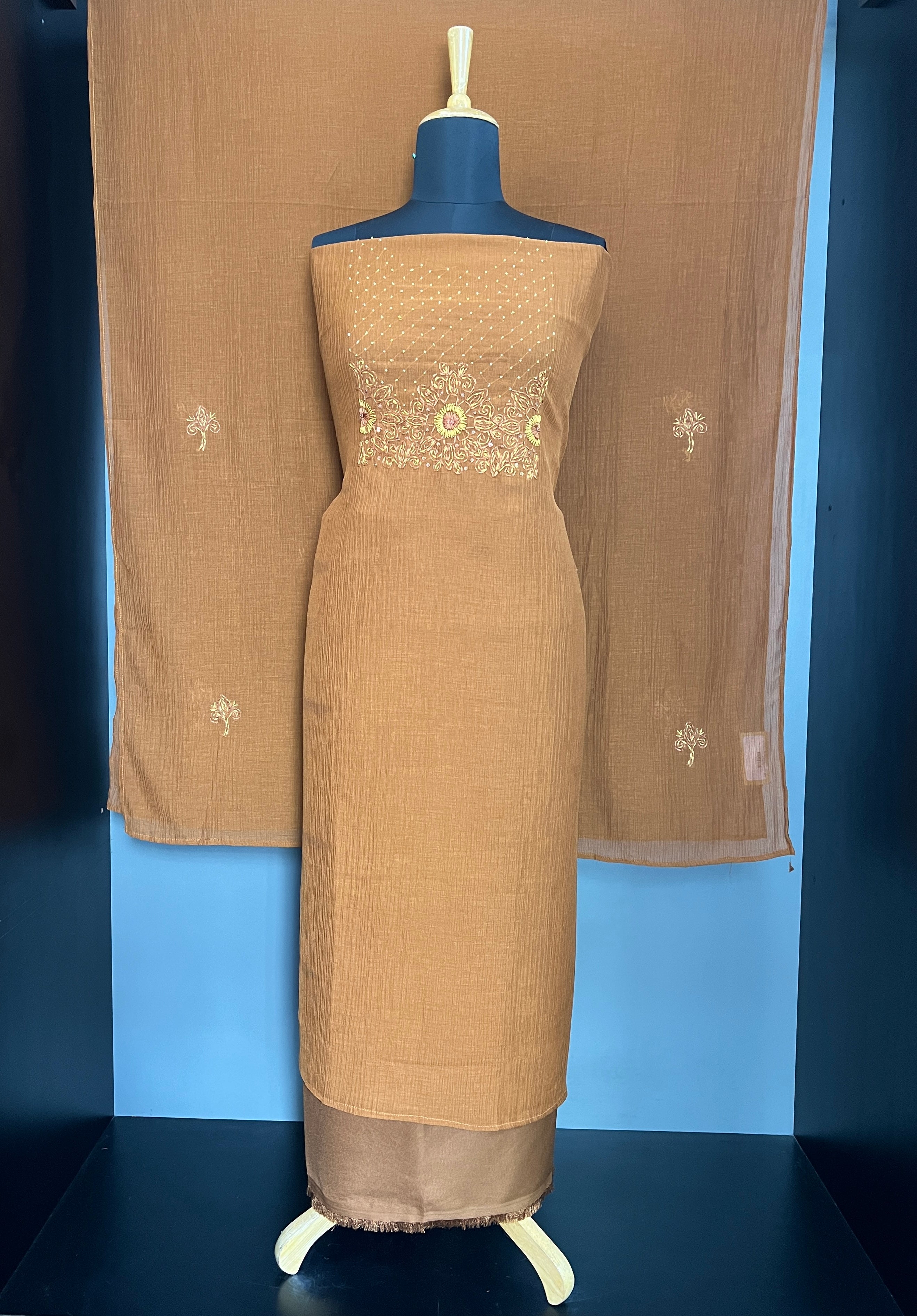 Hand Embroidered Mul Chanderi Salwar Set | SW2476