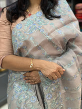 Floral Machine Embroidery Organza Saree | RGD120