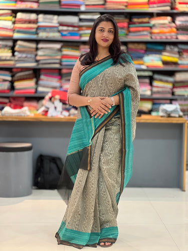 Kantha Weaving Line Border Silk Chanderi Saree | RGD101