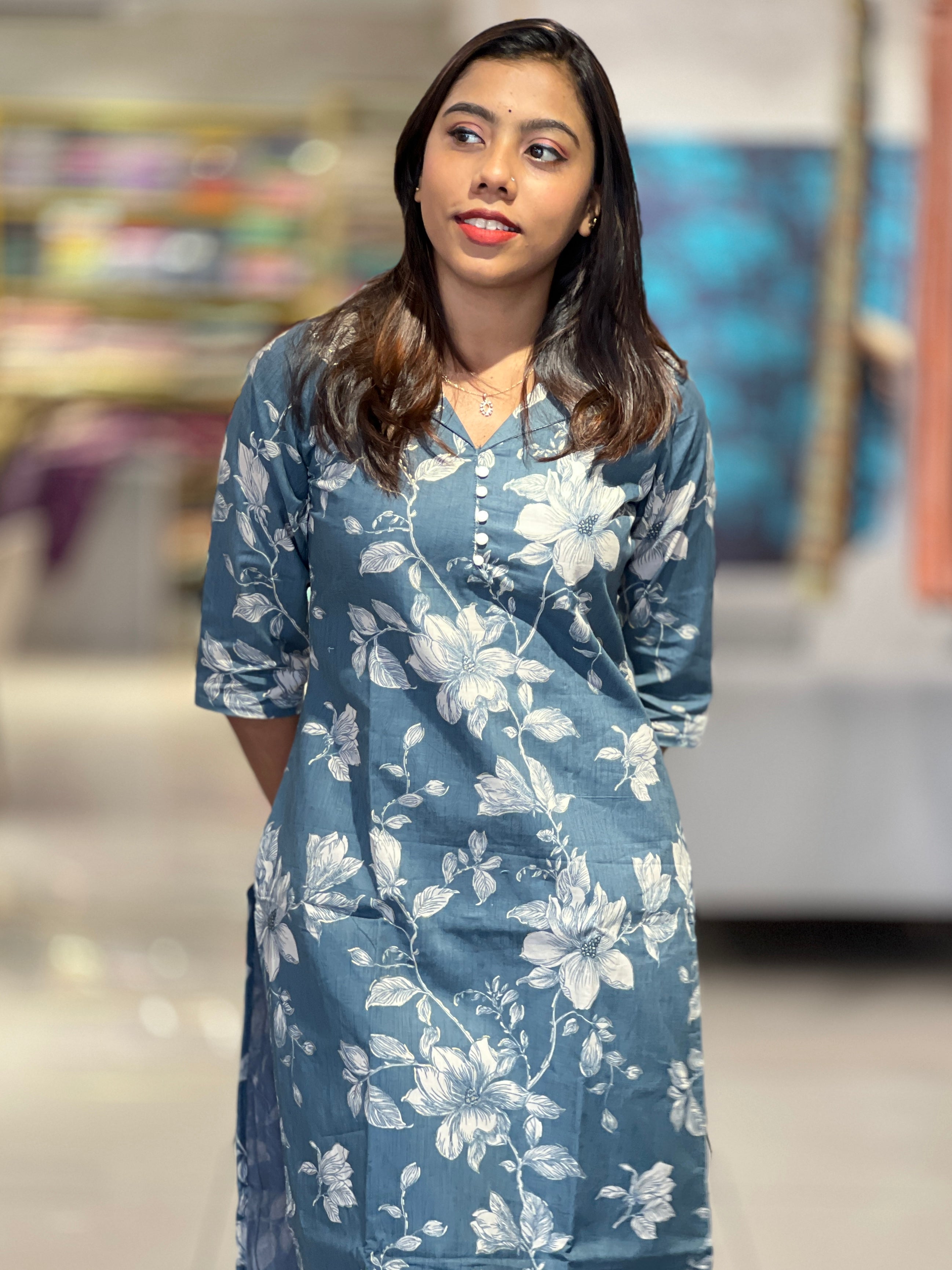 Floral Digital Printed Cotton Blend Kurta Set | MSN116