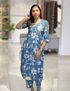 Floral Digital Printed Cotton Blend Kurta Set | MSN116