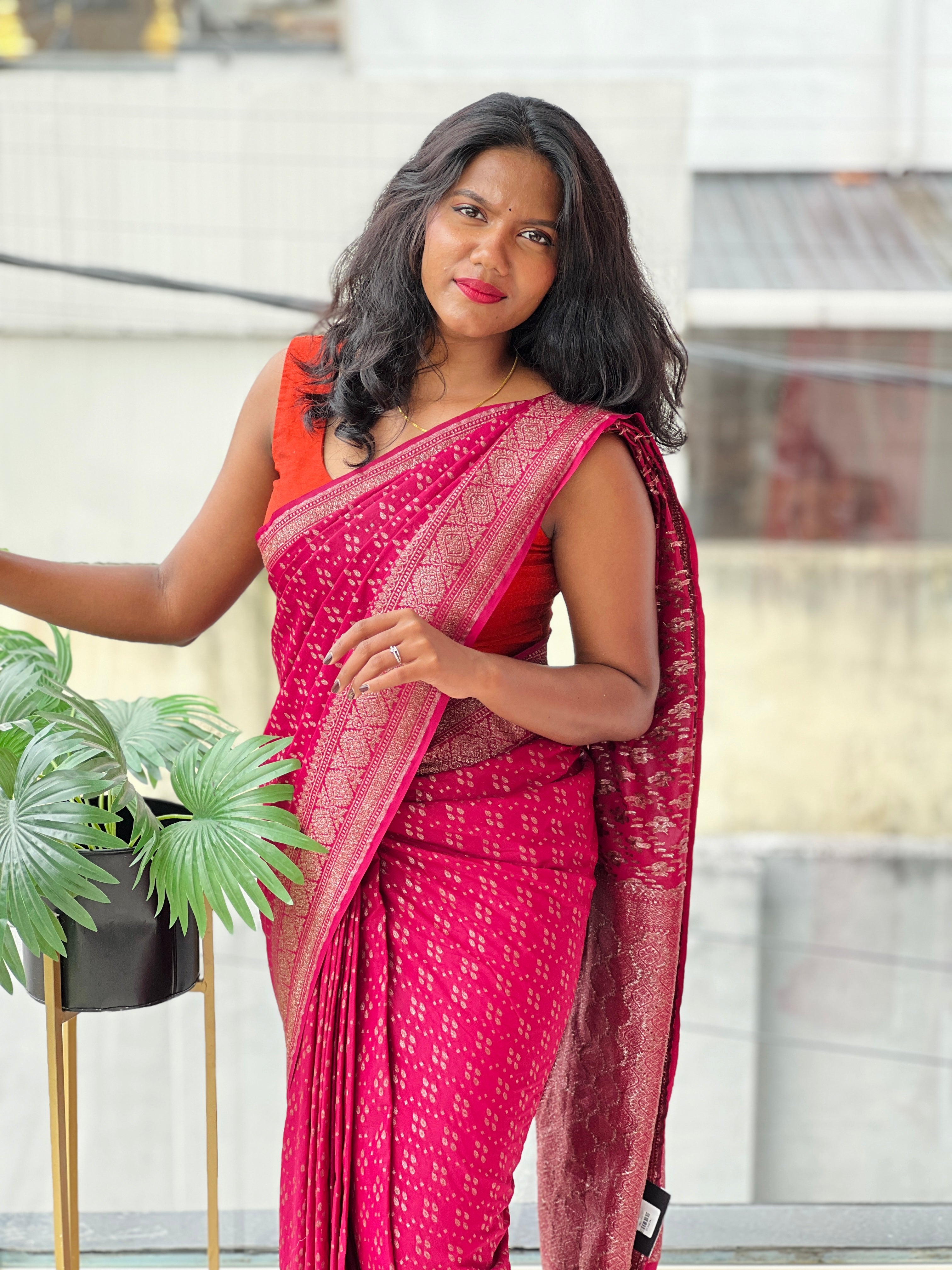 Zari And Thread Woven Georgette Banarasi Saree | YNG1064