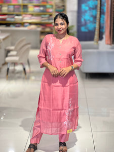 Machine Embroidery Detailed Muslin Finish Kurta Set | MSN117