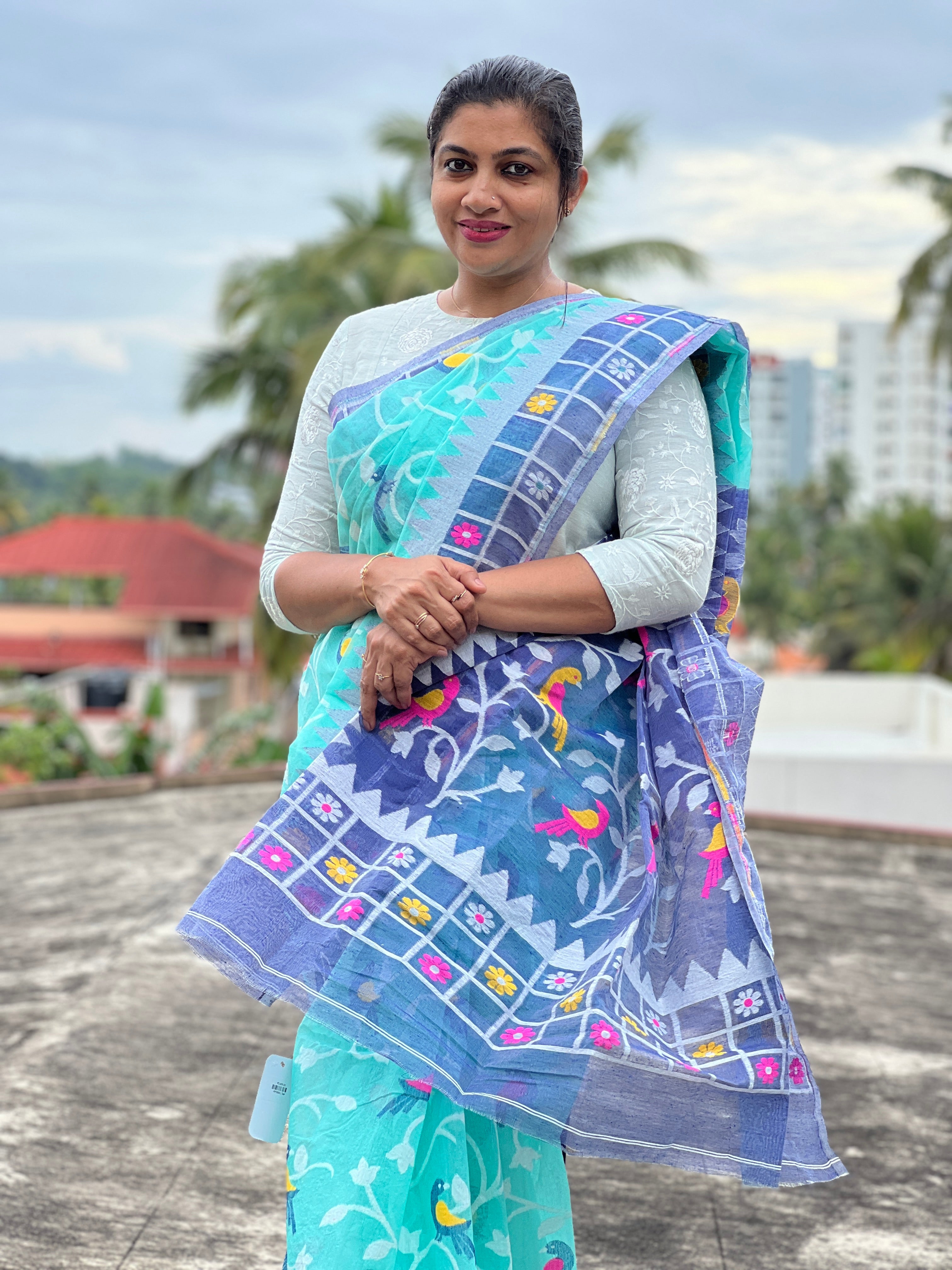 Jamdani Weaving Pattern Cotton Saree | RP356 | PRE-ORDER
