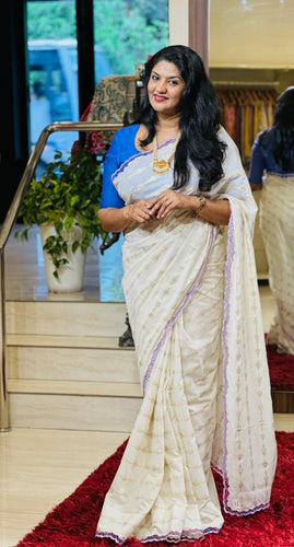 Zari Weaved With Twine Cut Work Detailed Chanderi Saree | TC418