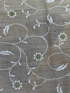 Basbara Silk Saree With Floral Thread Embroidery | US237