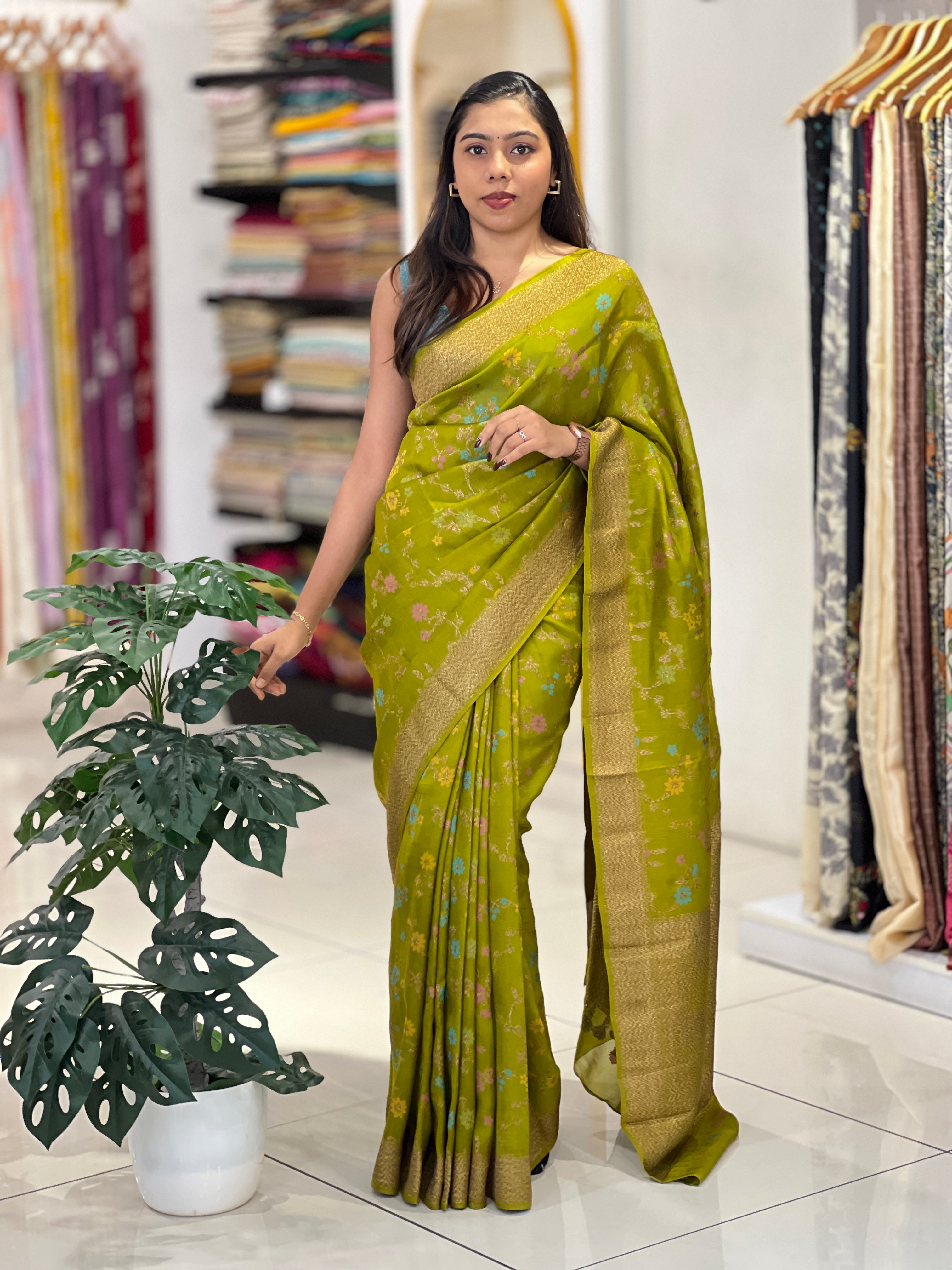 Meenakari Patterned Semi Tussar Saree | YNG1226