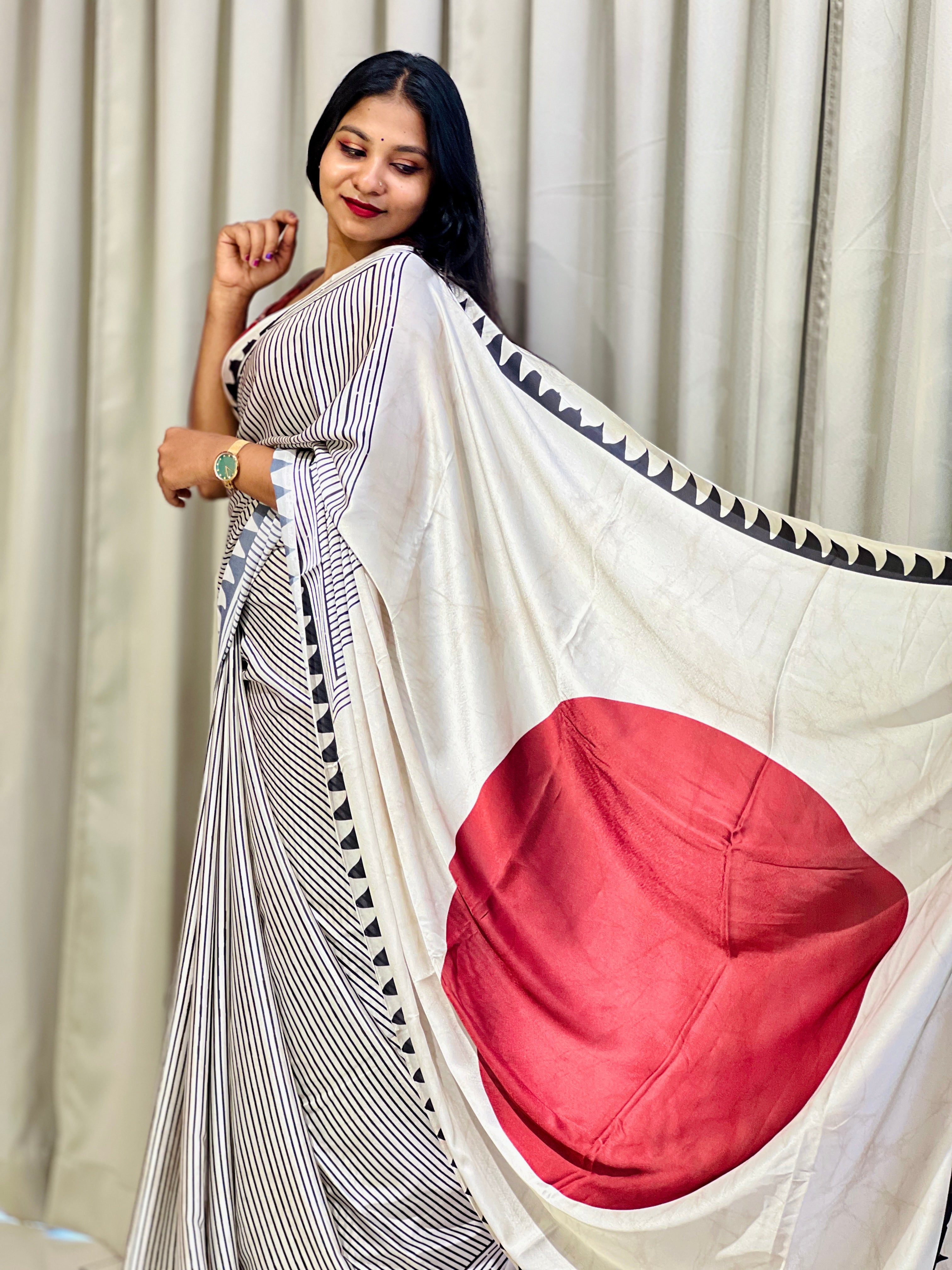 Digital Printed Crepe Silk Saree | SSN192