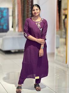 Embroidery Detailed Georgette Blend Kurta Set | MSN115