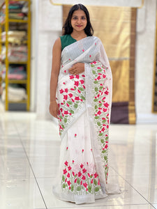 Kota Saree With Floral Thread Embroidery Detailing | NHH385