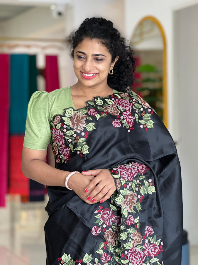 Machine Embroidered Dola Silk Saree | RP450