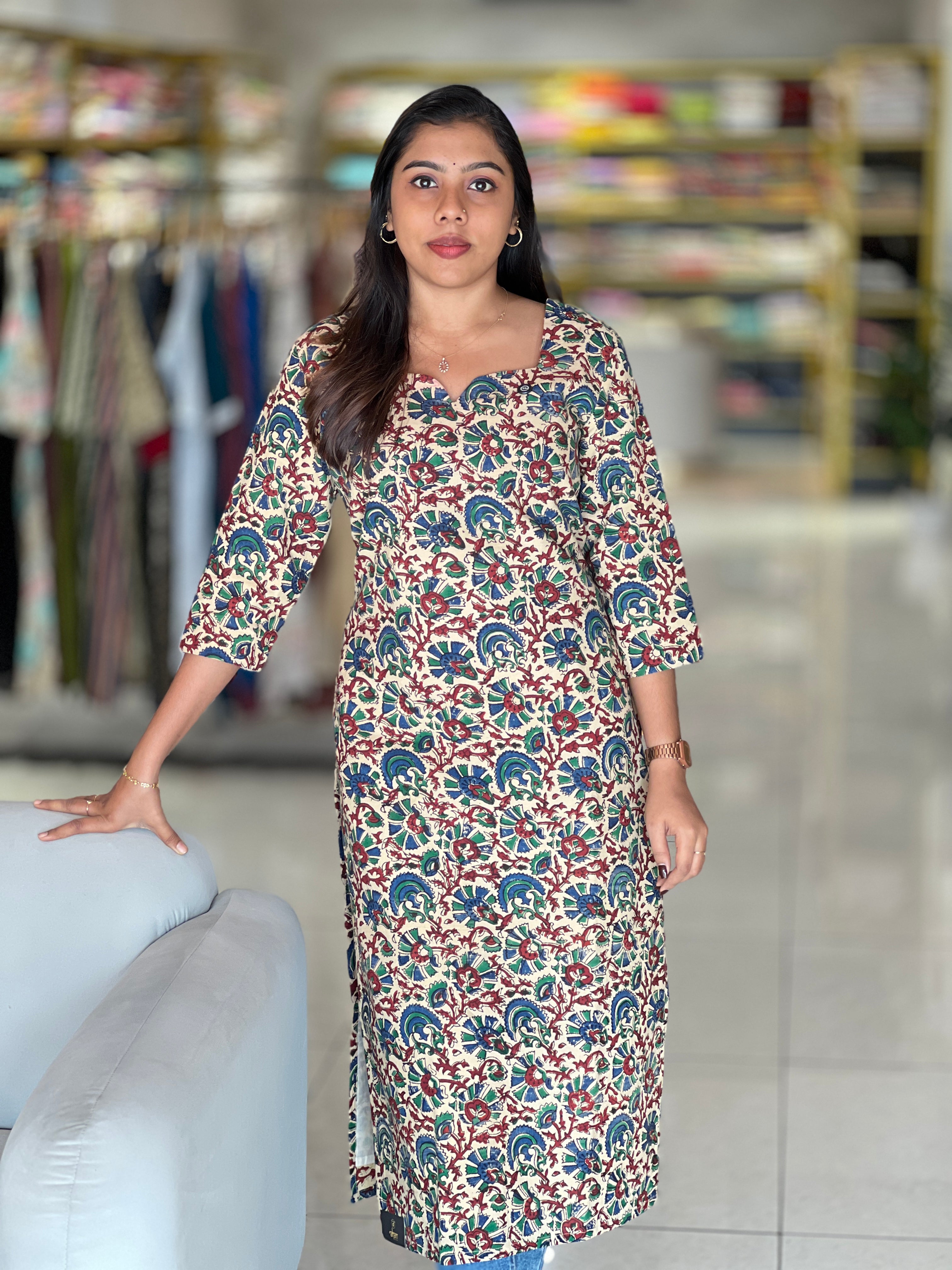 Floral Printed Cotton Kurta | DNT271