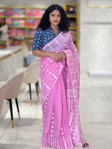 Traditional Jamdani Weaving Cotton Blended Saree | RP539