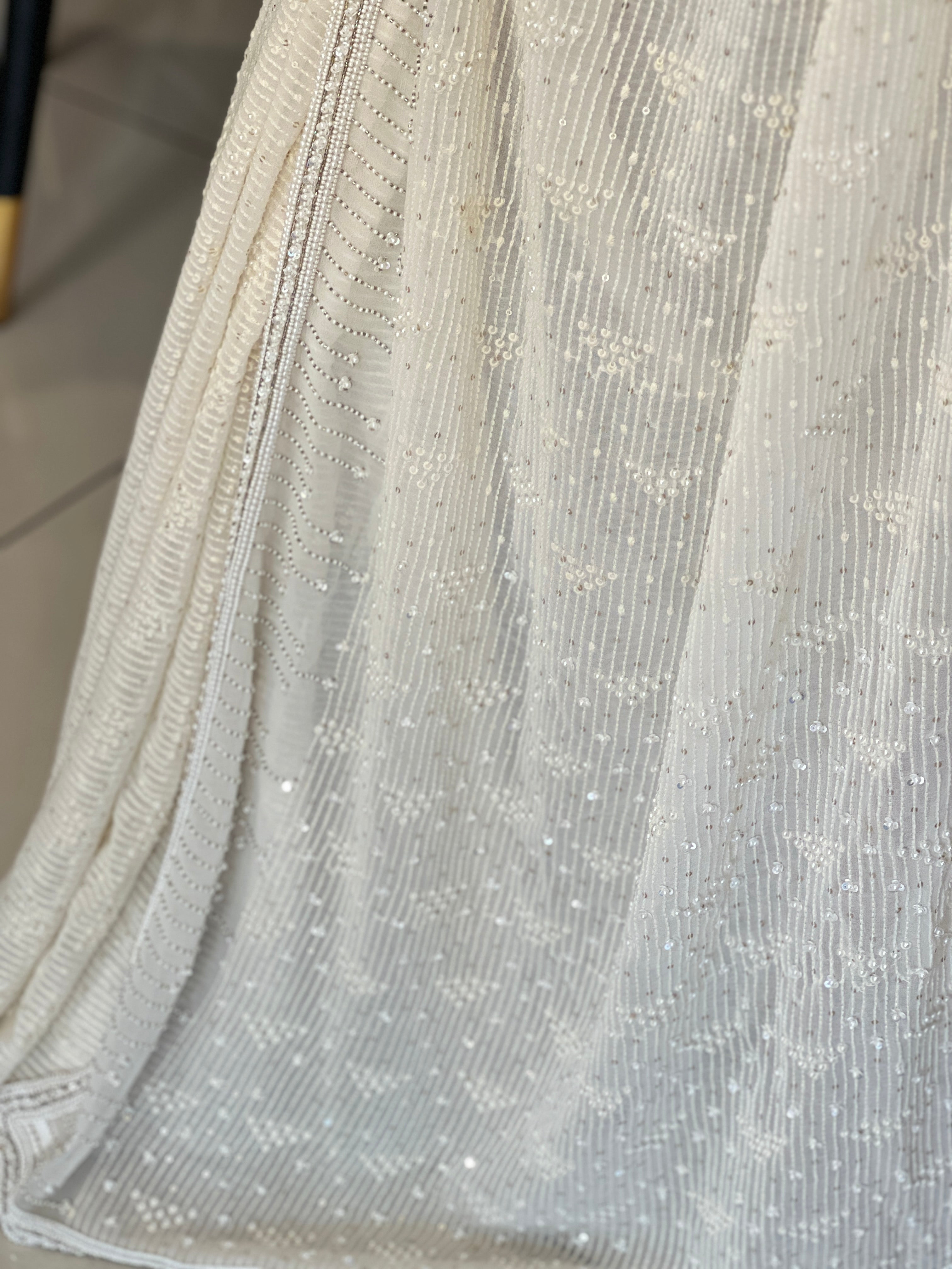 Lucknowi Embroidery With Sequins Detailed Pure Georgette Saree | AHD1907
