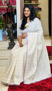 Zari Weaved With Twine Cut Work Detailed Chanderi Saree | TC418