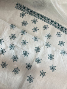 Chikankari Embroidered Check Kota Saree | TOT154