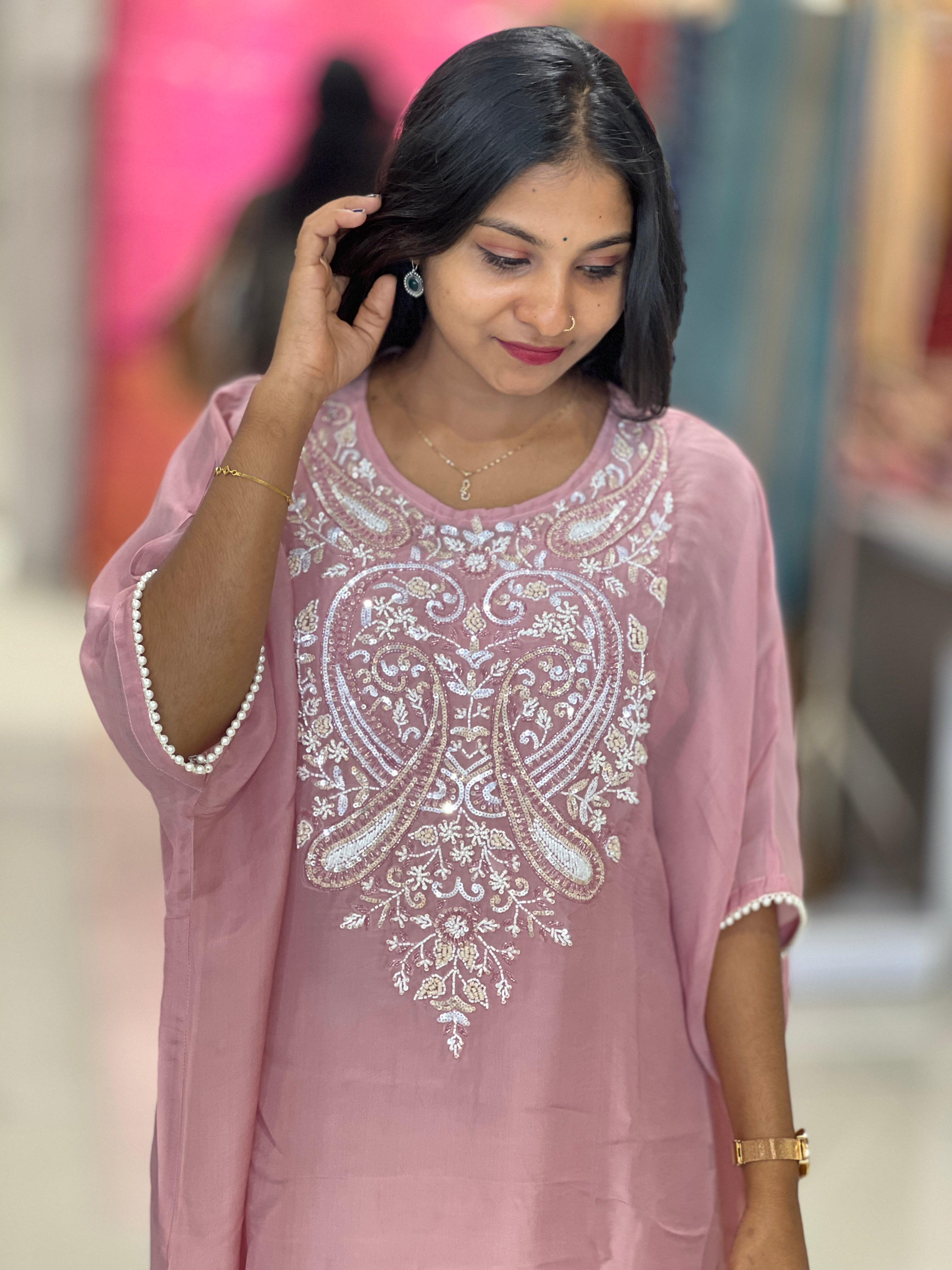 Hand Work Organza Kaftan Set | SAD105