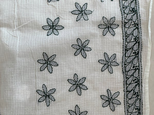 Chikankari Embroidered Check Kota Saree | TOT152