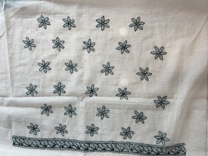 Chikankari Embroidered Check Kota Saree | TOT152
