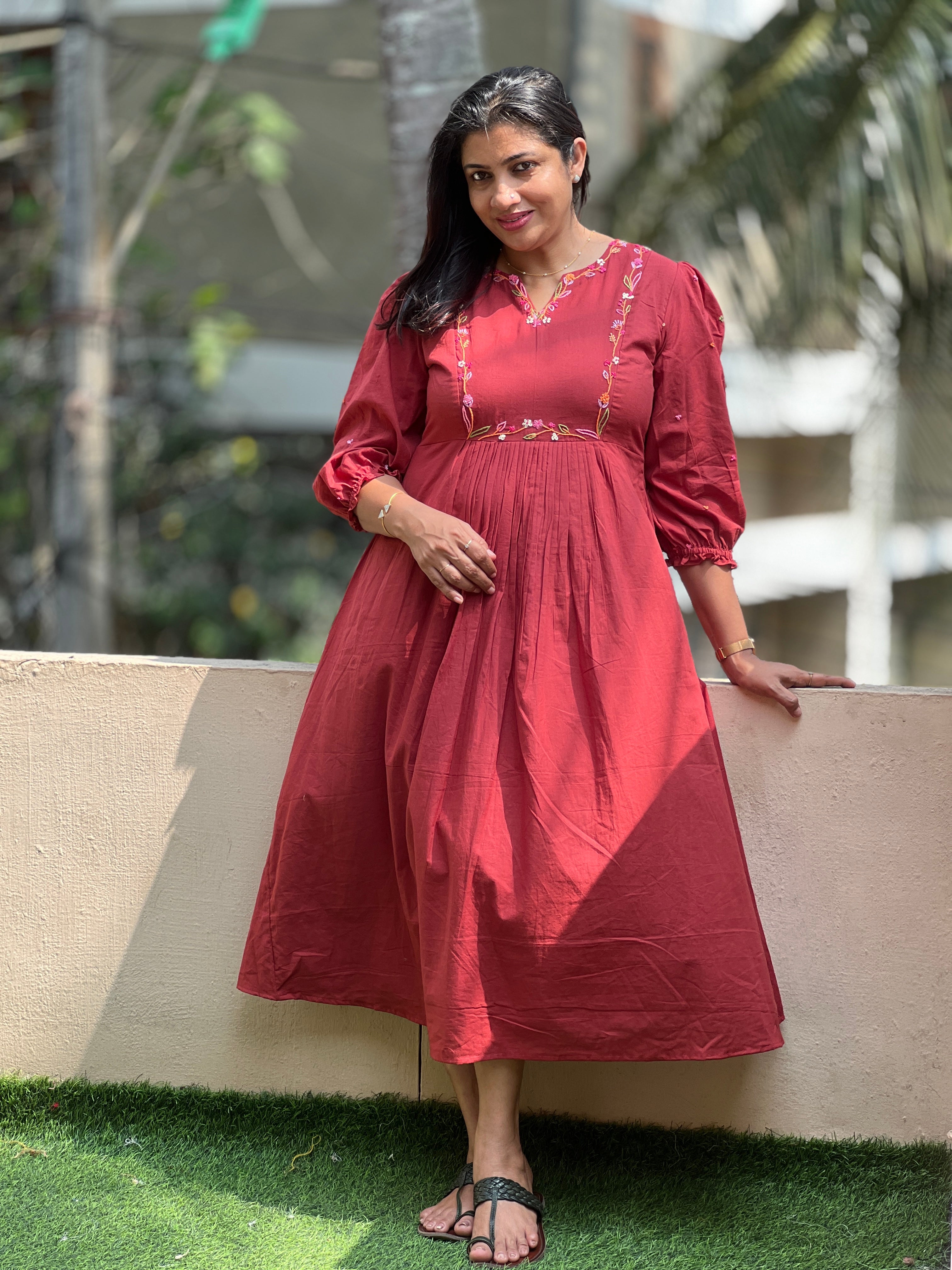 Hand  Embroidery Detail Yoke Design Mulcotton Kurta Material | DN522