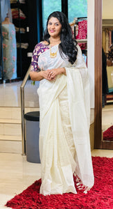 Lurex Zari Weaving Butta Detailed Chanderi Finish Saree | SSN204