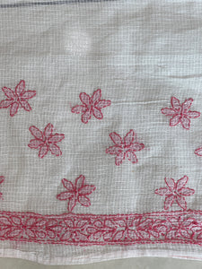Chikankari Embroidered Check Kota Saree | TOT155