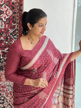 Print With Embroidery Detailed Crepe Finish Saree | SSN394