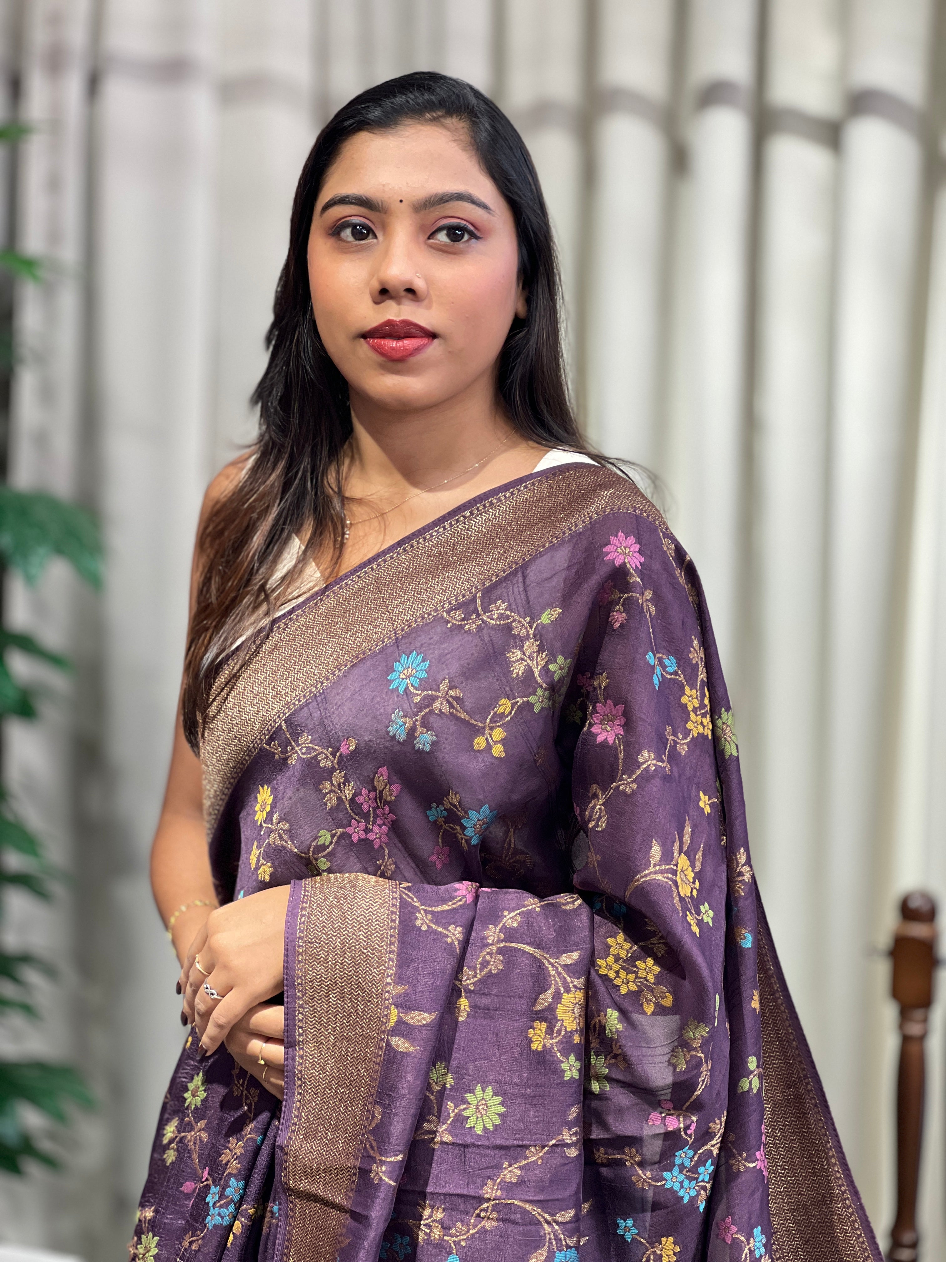 Meenakari Patterned Semi Tussar Saree | YNG1227