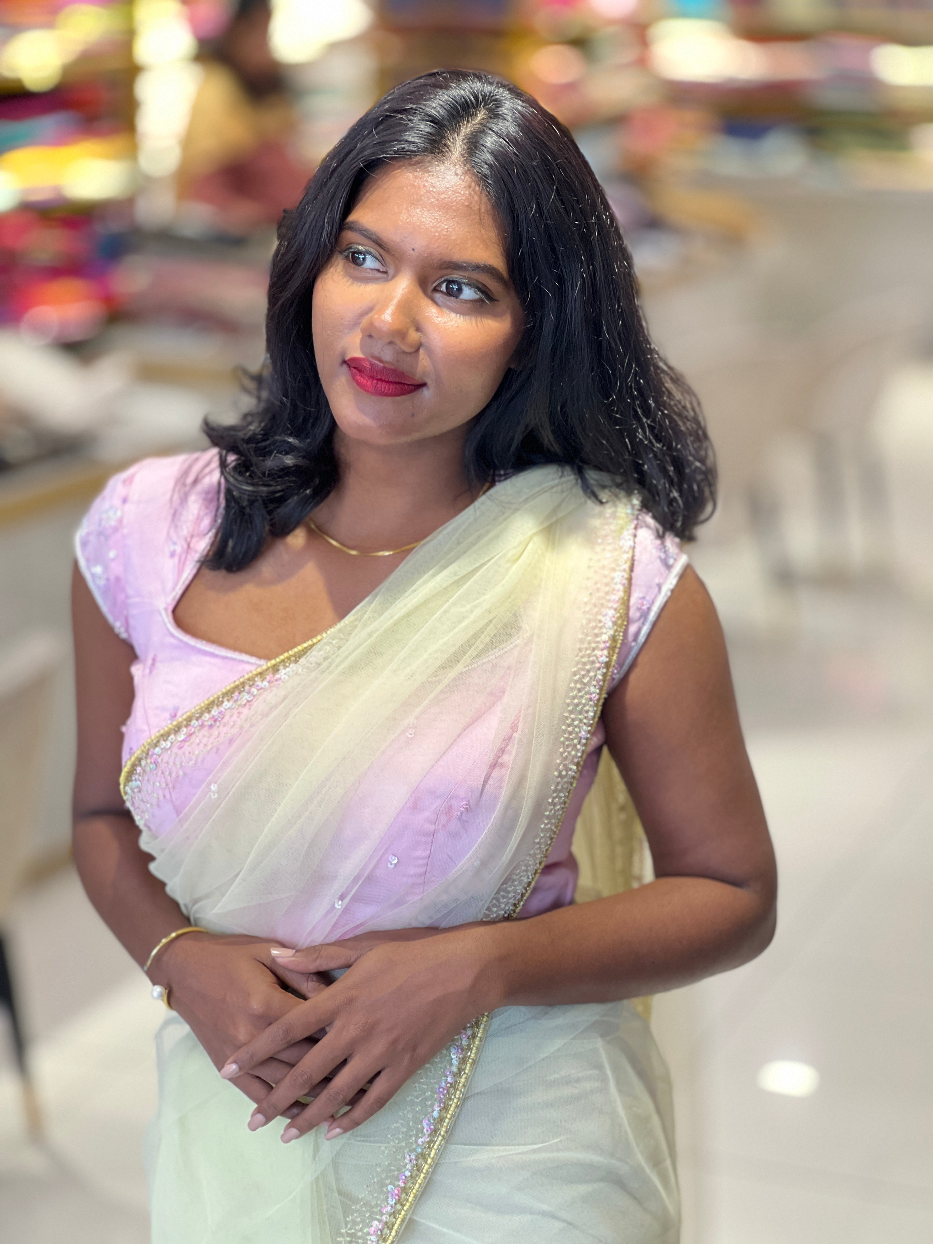 Beads & Sequins Embroidery Detailed Net Saree | AHD1910