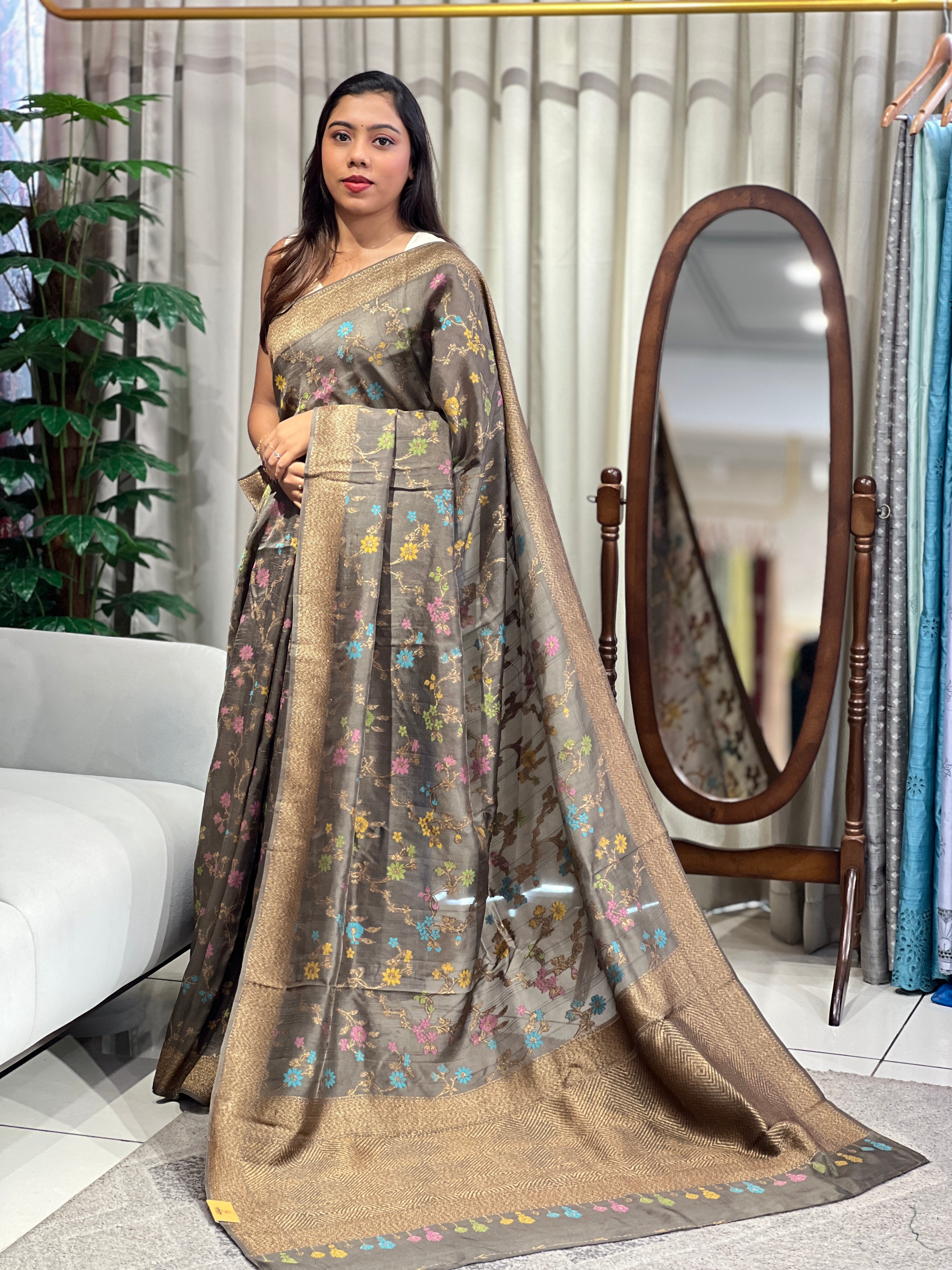Meenakari Patterned Semi Tussar Saree | YNG1228