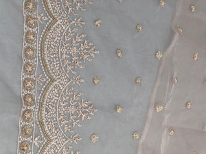 Beads & Sequins Embroidered Pure Organza Saree | AHD1909