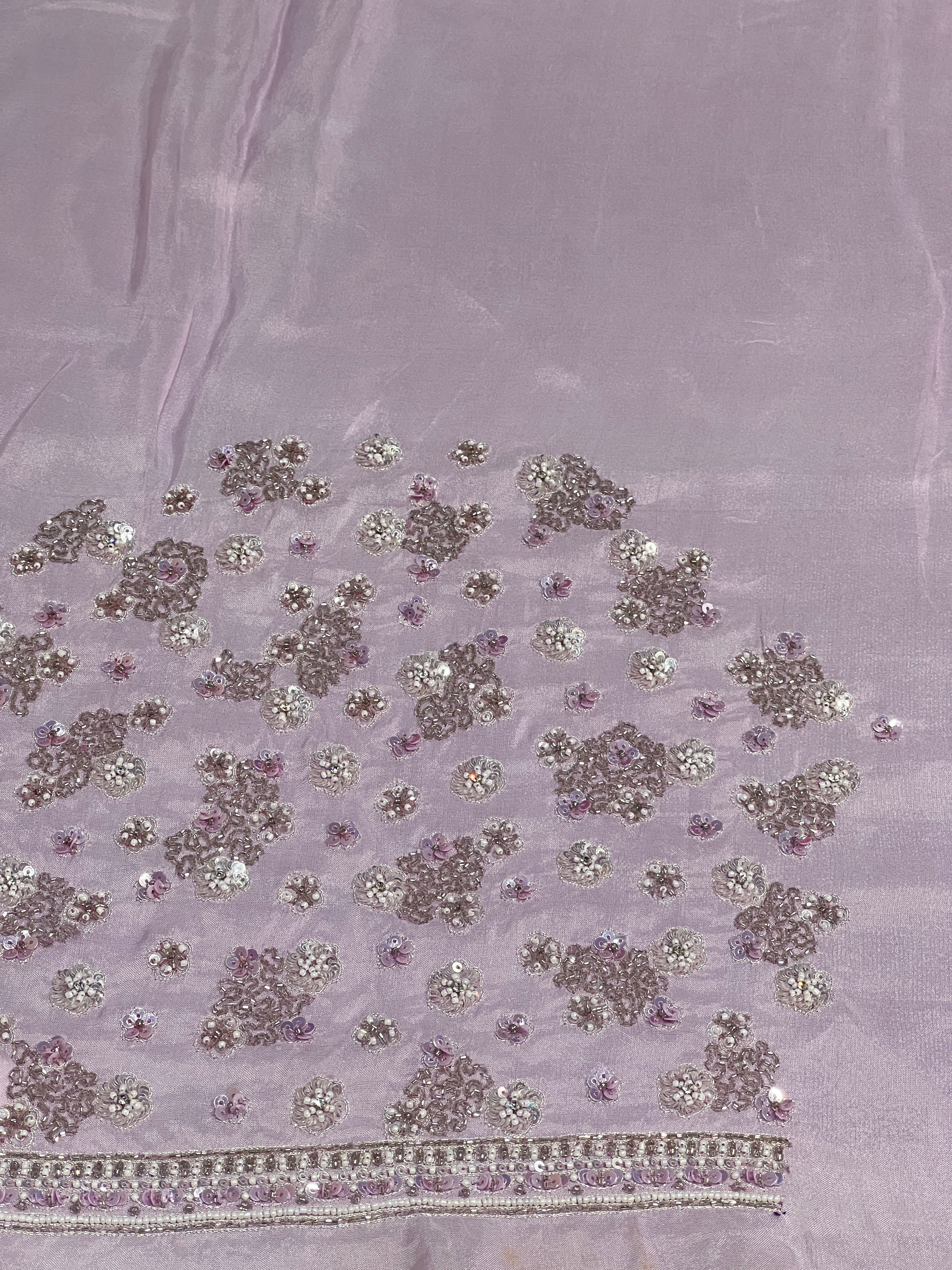 Beads & Sequins Embroidery Detailed Pure Organza Saree | AHD1908