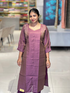 Embroidery Detailed Jacquard Weaved Tissue Kurta | MSN114