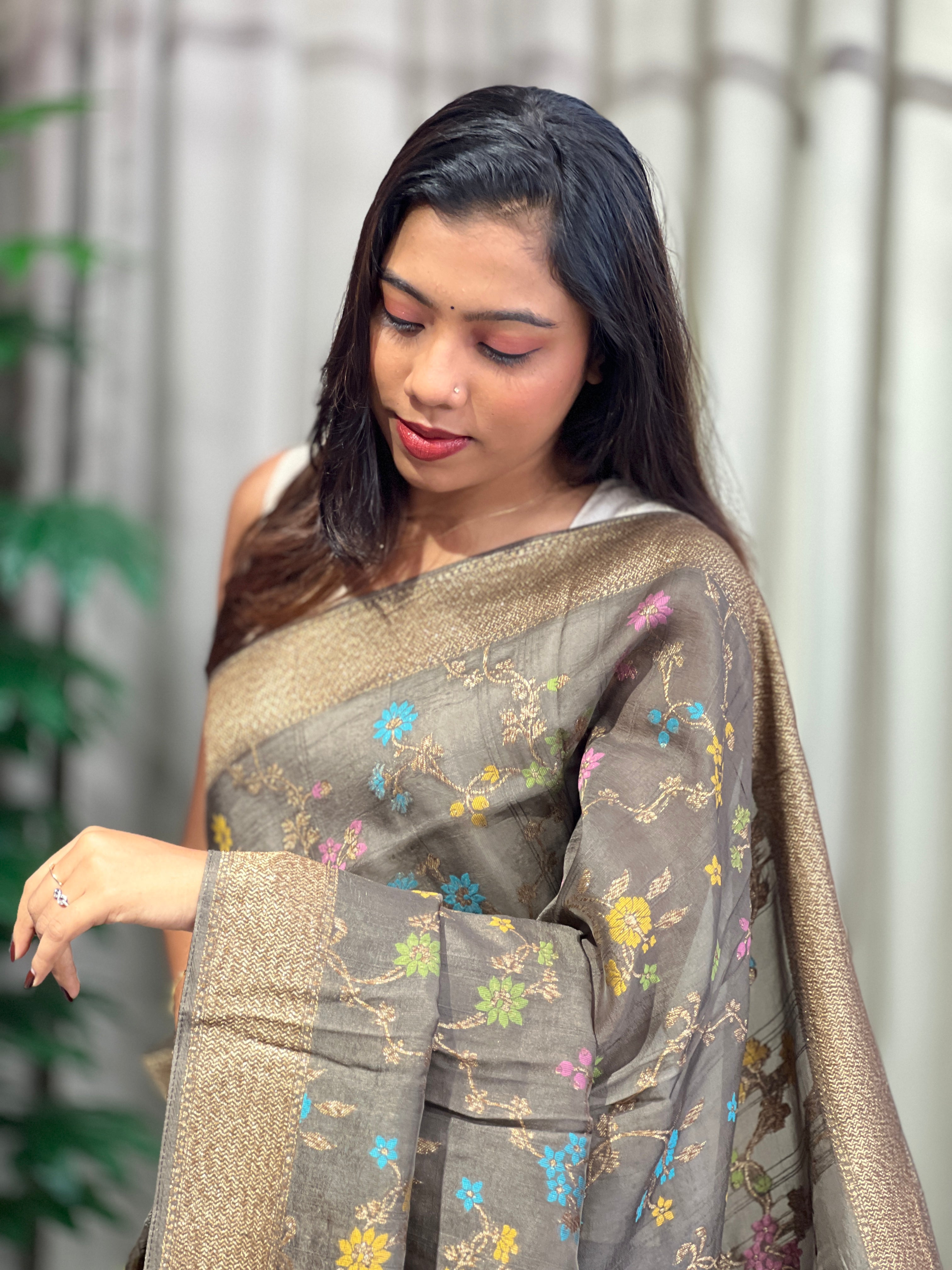 Meenakari Patterned Semi Tussar Saree | YNG1228
