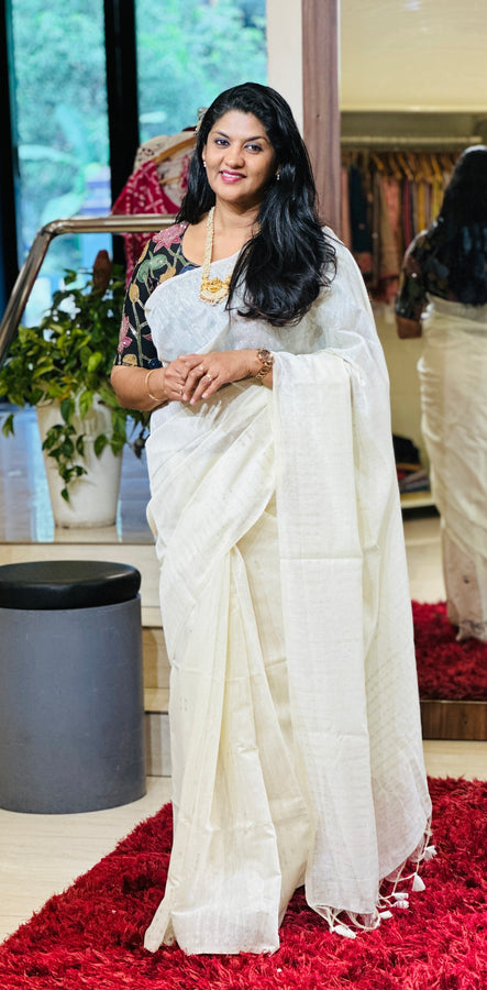 Zari Weaved Traditional Chanderi Finish Saree | SSN203