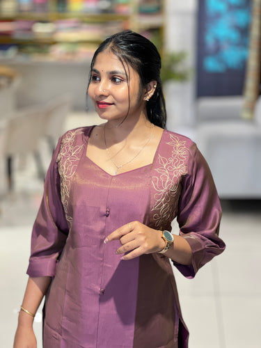 Embroidery Detailed Jacquard Weaved Tissue Kurta | MSN114