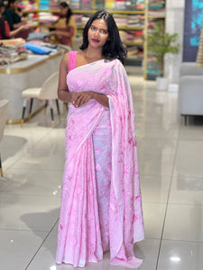 Floral Machine Embroidery Detailed Cotton Saree | VDA296