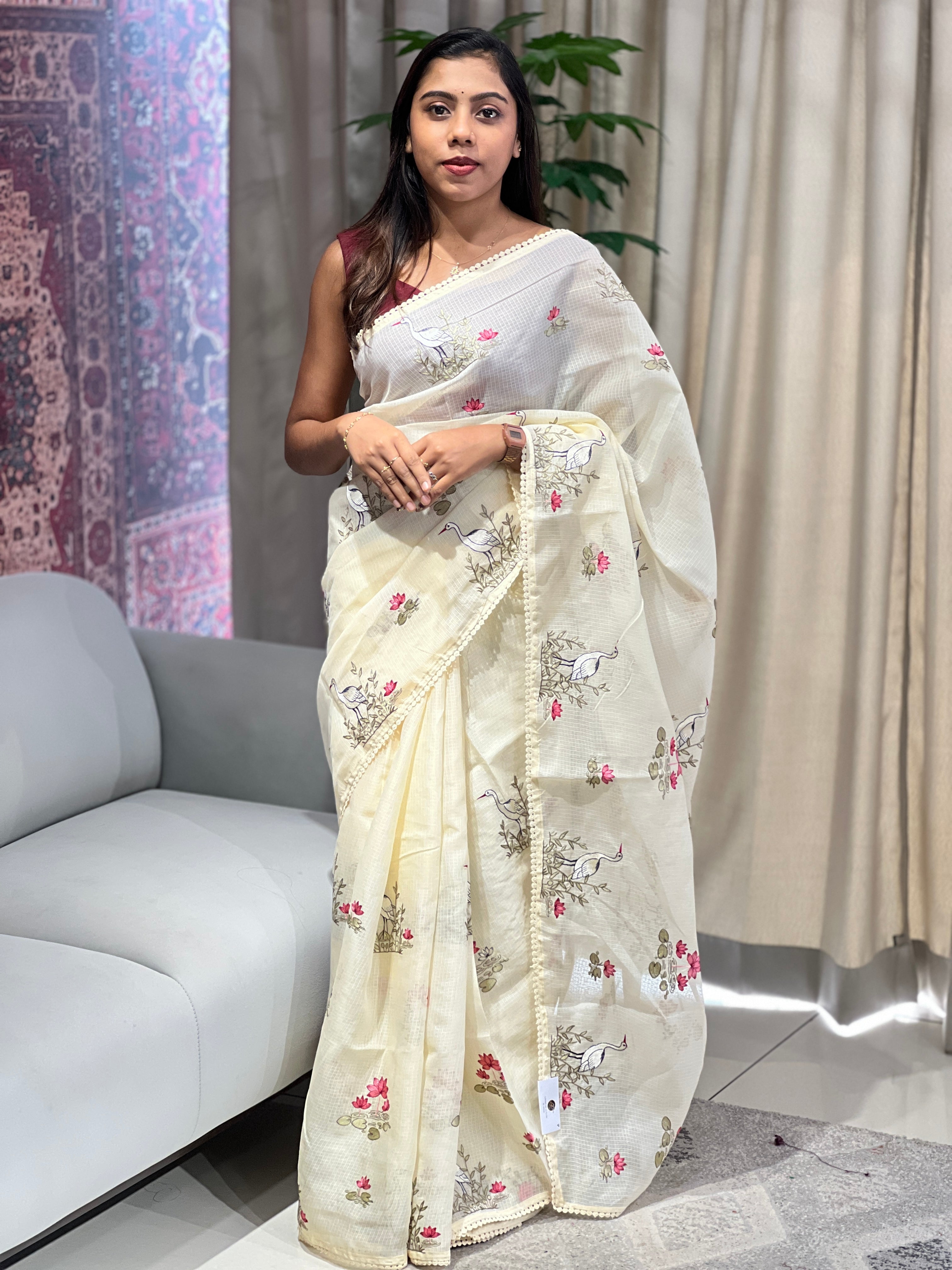 Floral And Bird Embroidery Kota Saree | BLD1902